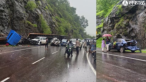 Container hits six to seven vehicles at ghat