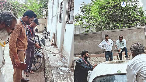 Health department staff while searching for mosquito breeding places in Zilla Parishad premises