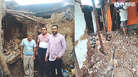 On Sunday night, the wall and roof of Vatsalabai Kanhayalal Pawar's residence collapsed due to torrential rain.