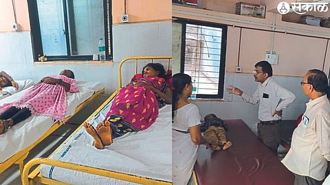 Patients admitted to Primary Health Centre. While inspecting the patients in the primary health center, Taluka Health Officer Dr. Pradeep Lasurkar, Adavad Sarpanch Baban Tadvi etc.