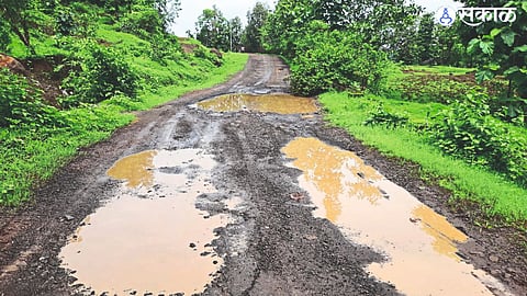 Potholes on ambe -ghathalbari road.