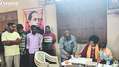 Additional Commissioner Nutan Khade inspecting the muster at the attendance center in Malegaon.