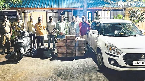 Illegal liquor caught by the police.