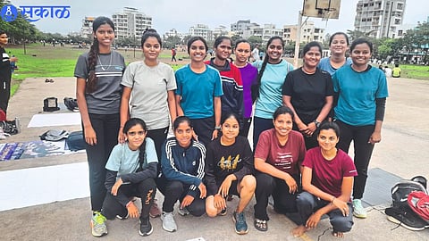 Young woman sweating on the playing field for police recruitment .