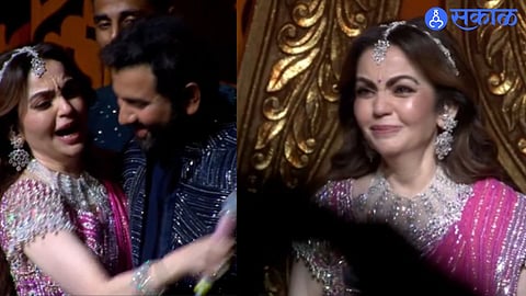 Nita Ambani emotional Rohit Sharma Suryakumar Yadav Hardik Pandy anant ambani radhika merchant sangeet ceremony