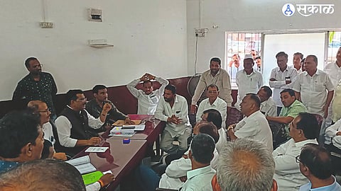 Members and aspirants present during the ongoing scrutiny process under Naik Shikshan Sanstha election process on Wednesday.