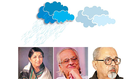 Lata Mangeshkar, shrinivas khale and mangesh padgaonkar