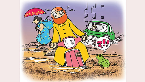 pothole on road
