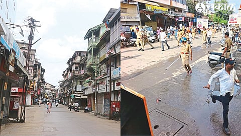 Markets rumbled in the wake of the shutdown. In the second photo, the police are dispersing the citizens.
