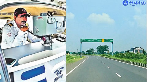 Picture of National Highway No. 53. 'Speed ​​Gun Van' deployed on the highway