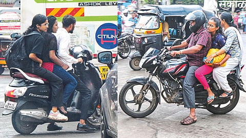 Riding a bike while driving a triple seat vehicle while riding the rules