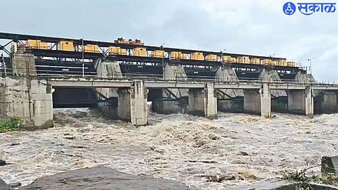 Discharge from dam.