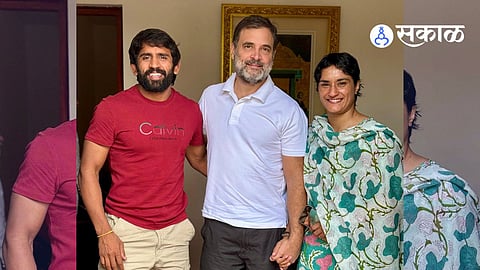 Vinesh Phogat and Bajrang Poonia meet Rahul Gandhi
