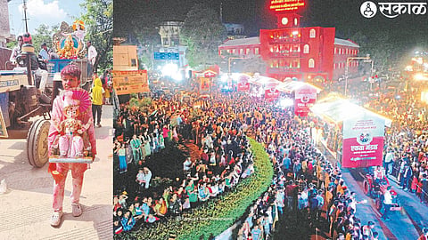 Baby saying goodbye to beloved father.  Eye-catching procession of Ekta Mandal.