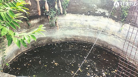 Water coming down the well near the house of Bapu Shelar at Yesgaon Khurd.