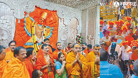 Chief District and Sessions Judge present during the Panchamrit Mahapuja and installation of the first garland of Adimaye's Sharadiya Navratri Festival & carrying Adimaye's ornaments in a procession to the temple Shri Saptashring Niwasini Devi Trust
