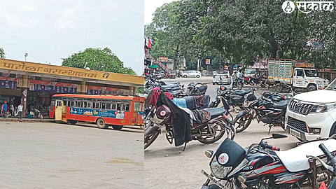 Directional boards without diamond chambers in bus stand area. Congestion of private vehicles in the bus stand area.