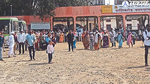 There is a rush of passengers to go out on the occasion of Bhaubij at the bus station.