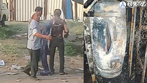 Householder trying to put out the fire of the injured including the woman who ran away with the burning body. Omini's ruptured tank after the explosion