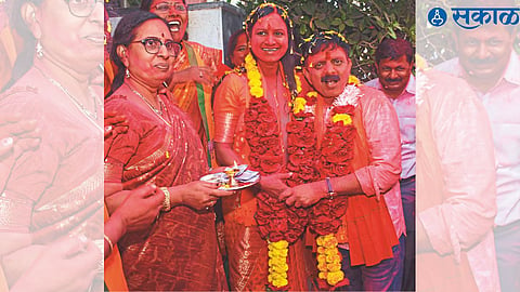 Sanjay Savkare and his lovely wife Rajni Savkare expressing their happiness over the victory.