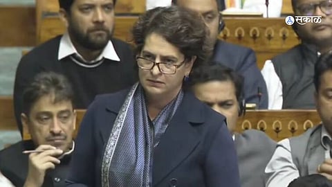Priyanka Gandhi delivering her first speech in Parliament during the Constitution debate
