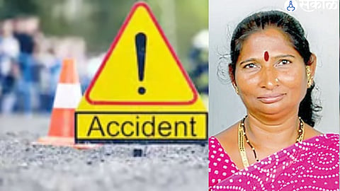 The aftermath of the fatal accident in Jayasingpur, where a woman lost her life on the spot.