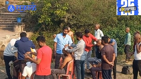 105 youths in Masur shave their heads in a poignant tribute to Shambhu Raj's sacrifice and martyrdom."