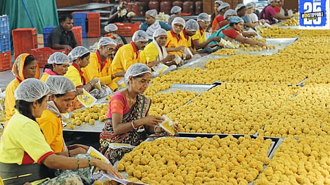 Lakhs of Bundi laddus arranged for distribution during the vibrant Chaitri Yatra 2025 as prasad for devotees.