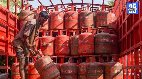 An image depicting domestic LPG gas cylinders symbolizing the central government’s possible decision on LPG subsidy and its impact on household expenses.