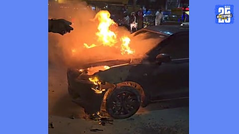 burning car