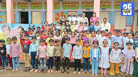 Happy faces and full benches: Class 1 at Navalewadi ZP School crosses 100 students, symbolizing rural education success.