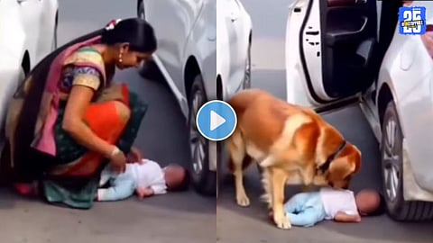 Mother leaves baby on road viral video