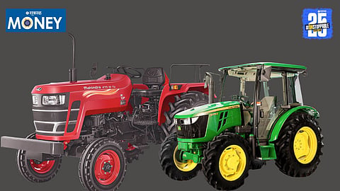 Farmers benefiting tractor
