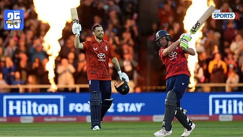 Phil Salt and Jos Buttler’s record-breaking partnership powers England past India’s T20I record.