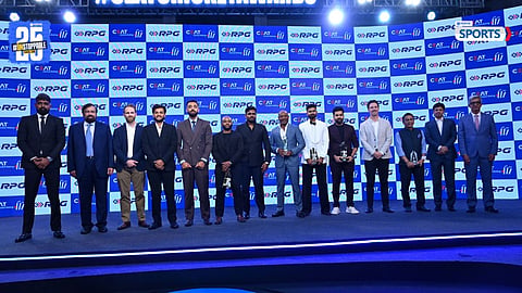 Rohit Sharma receives special memento for Champions Trophy 2025 triumph at CEAT Cricket Awards.