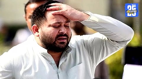 Tejashwi Yadav during a recent press conference as RJD faces internal turmoil ahead of the Bihar Assembly elections 2025.