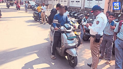 Traffic police conducting