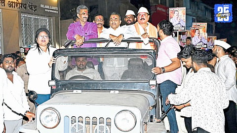 Karad city banner featuring Adv. Undalkar that fueled speculation of a Balasaheb Patil–Undalkar alliance in the upcoming municipal elections.