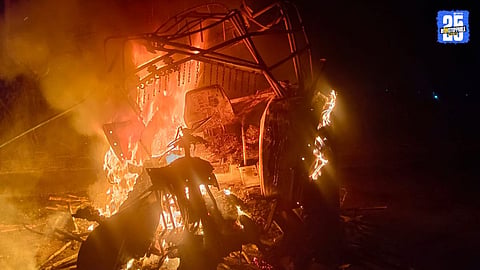 Severe Road Mishap in Bhigwan-Baramati; Tractor Torn Apart, Driver Dies in Blaze