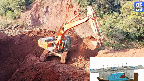 Officials inaugurating the new alternative road project near Venna Lake in Mahabaleshwar.