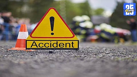 Police inspecting the accident spot in Hinganya where two youths lost their lives.