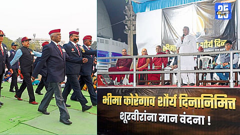 Mahar Regiment soldiers paying tribute to Bhima Koregaon martyrs at Deekshabhoomi in Nagpur.