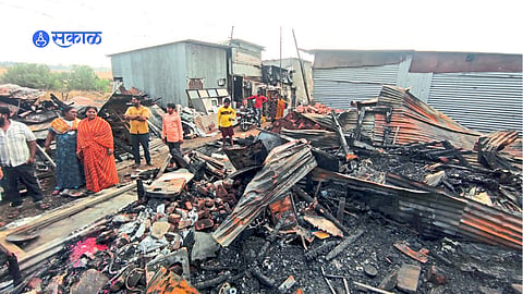 Fire-damaged huts