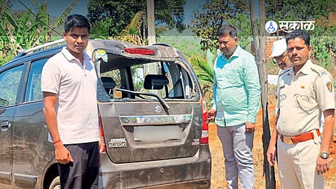 The damaged car