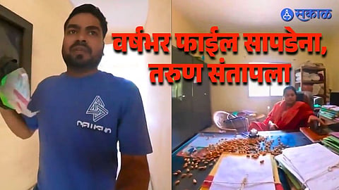 Frustrated man uses almonds to mock officer over lost documents in viral office incident
