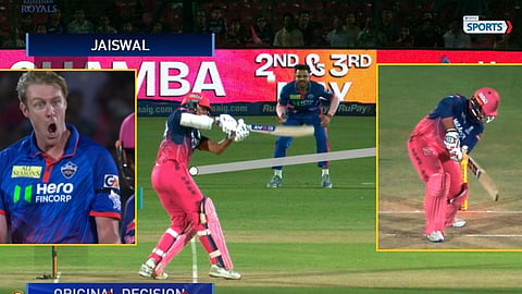 Mitchell Starc and Kyle Jamieson celebrate crucial early wickets