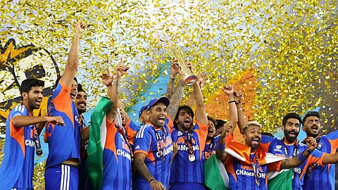 India celebrate as they retain the No.1 position in ICC T20I team rankings