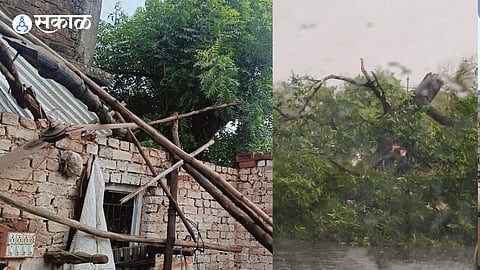 Storm Havoc in Bhiwapur: Houses Damaged and Trees Uprooted Due to Heavy Winds