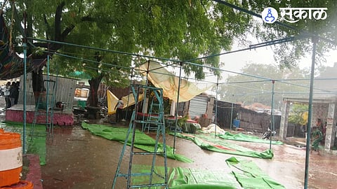 Stormy Weather in Mahur: Hail and Heavy Rain Destroy Wedding Setup Instantly