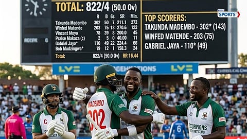 Zimbabwe domestic team scores 822 runs in 50 overs